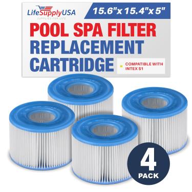 Imagem de LifeSypplyUSA Cartucho de filtro de spa de substituição para Intex S1 29011E serve para filtro de piscina PureSpa Hot Tub (pacote com 4)