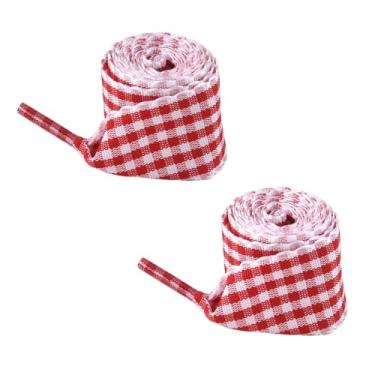 Imagem de Cadarços xadrez vermelhos brancos e planos para tênis femininos com fita quadriculada cadarço para botas quadriculado cadarço xadrez cadarço de substituição para sapatos guingão cordão