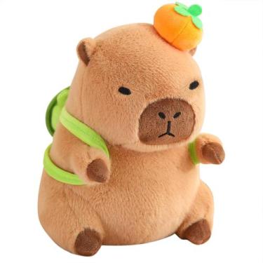 Imagem de Almofada de pelúcia Capybara Ditucu Cute Orange com mochila Turtle
