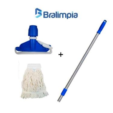 Imagem de Kit Mop Úmido Completo 320g Loop Cru Cabo Retráti bralimpia , Kit mop 