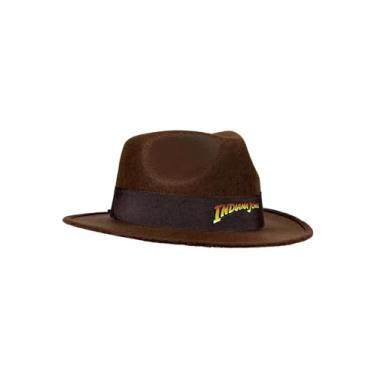 Imagem de Jazwares Chapéu adulto INDIANA JONES - Fedora de feltro tamanho único com faixa marrom e logotipo padrão