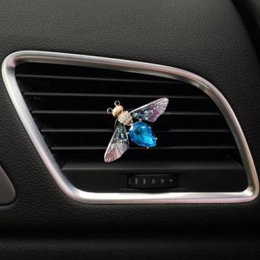 Imagem de Clipes de ventilação Bling Bee, clipes de ventilação de purificadores de ar de carro de abelha de cristal diamante strass engraçado decoração de interiores de automóveis acessórios fofos decoração