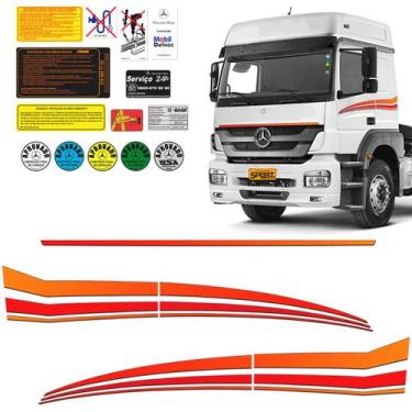 Imagem de Faixas Mb Axor 1933 2019 Adesivo Lateral E Capô Vermelho - SPORTINOX, 
