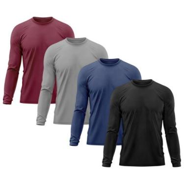 Imagem de Kit 4 Camisetas Masculina Térmica Proteção Solar UV  50/ Academia Tshi
