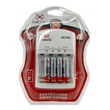 Imagem de Kit Carregador De Pilhas Para 4 Pilhas Aa, Aaa E Bateria 9v + Pilhas A