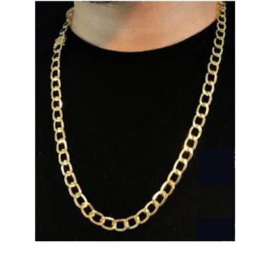 Imagem de Cordão 10Mm Laminada Long De Moeda Antiga A Ouro 18K - A.R Variedades 