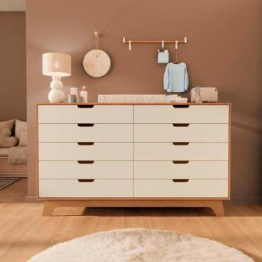 Imagem de Cômoda para Quarto Infantil 10 Gavetas 100% Mdf Alice Off White / Cast