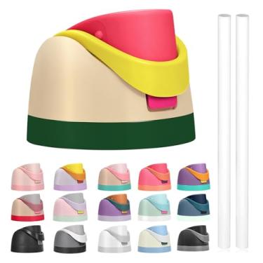 Imagem de A tampa de substituição contém canudos para garrafa de água Owala Freesip, compatível com tampa e tampa Owala, acessórios premium para garrafas de 473 ml, 680 g, 946 ml, 1134 g, à prova de vazamento