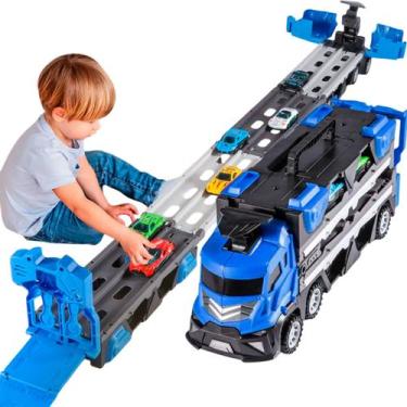 Imagem de Cegonha Caminhão Grande Catapulta Pista 1,20m + 6 Carrinhos - FUN GAME