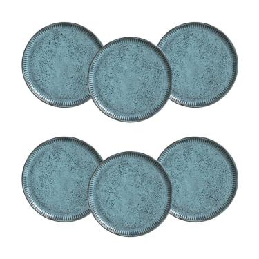 Imagem de Conjunto de Pratos de Sobremesa Porto Brasil Linhas Night Sky Azul 21,5cm - 6 Peças