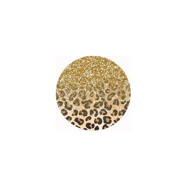 Imagem de Painel de Lona Redondo Animal Print Onça e Glitter Dourado - Fabrika d
