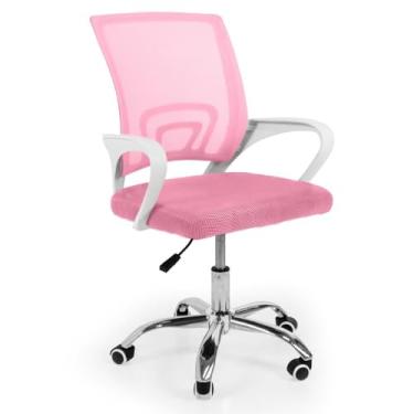 Imagem de Cadeira Secretária Office em Tela Mesh Base Giratória - Cor Rosa