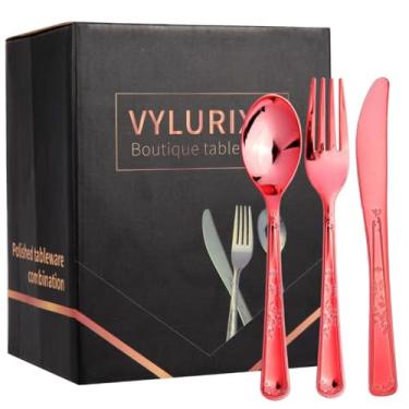 Imagem de Conjunto de talheres de plástico premium de 210 peças: inclui 90 garfos, 60 colheres, 60 facas - talheres descartáveis resistentes para festas, casamentos e eventos de bufê - Kit de utensílios