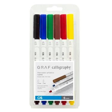Imagem de Marcador Artístico Graf Calligraphy, CIS, Estojo com 6 cores sortidas