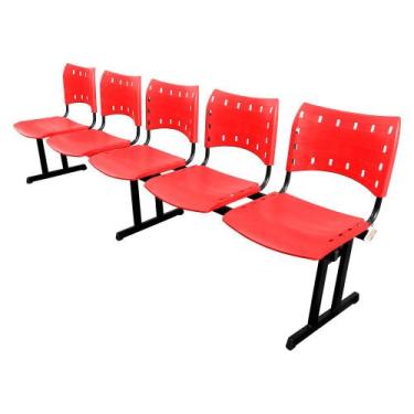 Imagem de Cadeira ISO PP RP Longarina 5 Lugares Color - MAK DECOR, Vermelho