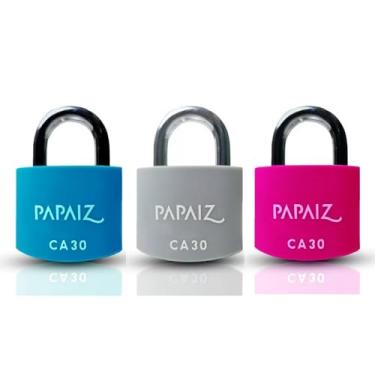 Imagem de Kit 3 Cadeados em Alumínio 30mm CA30 Azul, Prata e Rosa – Resistência e Segurança
