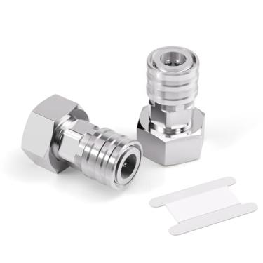 Imagem de GASHER 2 peças de adaptador de conexão rápida de 3/10.2 cm GHT para 1/10.2 cm, conversor de mangueira para lavadora de pressão, conector de aço inoxidável para lavagem de carro e bocais