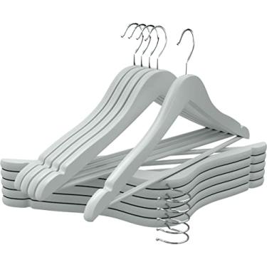 Imagem de Utopia Home Pacote com 10 cabides de madeira premium – cabides duráveis e finos – cabides de terno com gancho giratório de 360 graus – cabides de madeira com ranhuras de ombro (cor cinza)