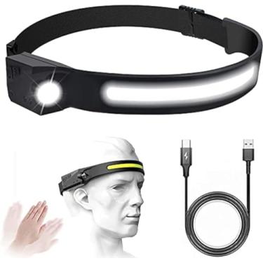 Imagem de Lanterna de cabeça de LED recarregável por USB, corrida, lanterna com sensor de movimento, lanterna, caminhada ciclismo acampamento, caminhadas Prova d’Água, Bateria 1200mAh