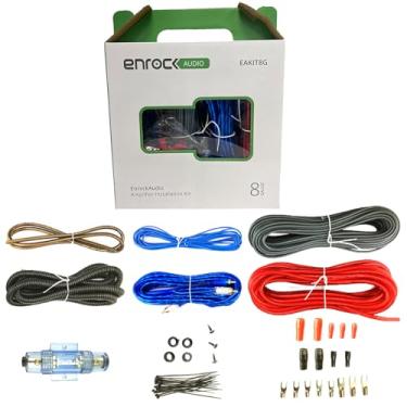 Imagem de Kit de instalação de fiação de amplificador completo Enrock Audio 8 Gauge - Interconexão RCA - Porta-fusível de fio de alto-falante