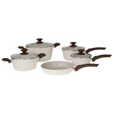 Imagem de Jogo de Panelas Brinox Cerâmico de Alumínio Vanilla 5 Peças Optima Ess