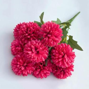 Imagem de Buquê de flores artificiais, crisântemo, casamento, natal, noiva, buquê, artesanato, scrapbooking, guirlanda, adereços, decoração de mesa para festa (1 peça/rosa vermelha)