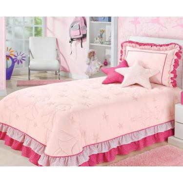 Imagem de Kit Cobre Leito Colcha Solteiro Infantil Menina Bailarina 4 Peças - Aq