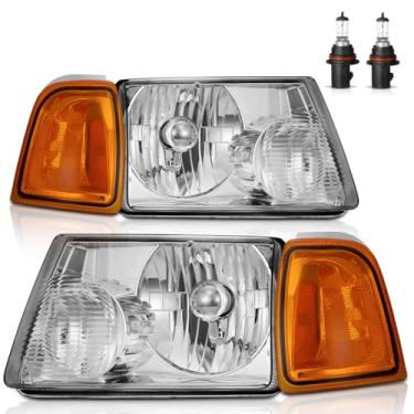 Imagem de KarSpareHub Conjunto de faróis para Ford Ranger 2001-2011 substituição para motorista e passageiro (lâmpadas incluídas)
