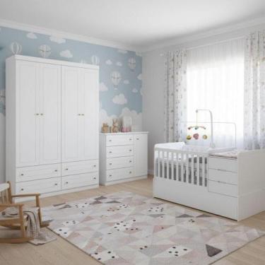 Imagem de Quarto Infantil 4 Portas Americano com Berço Multifuncional Cleo Ambie