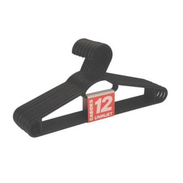 Imagem de Kit Conjunto Jogo 12 Cabides Pretos Estrutura reforçada e durável Comp