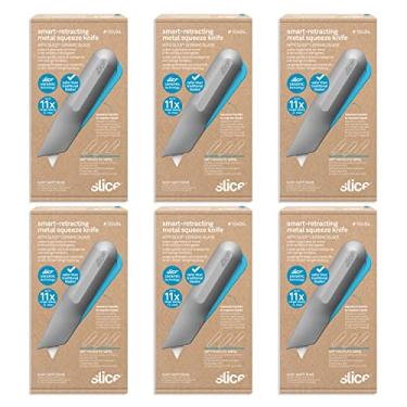 Imagem de Slice 10494, cortador de caixa de facas de aperto, lâmina de cerâmica, adequado para os dedos, dura 11 vezes mais tempo, interruptor de trava de segurança, cabo de metal, lâmina retrai