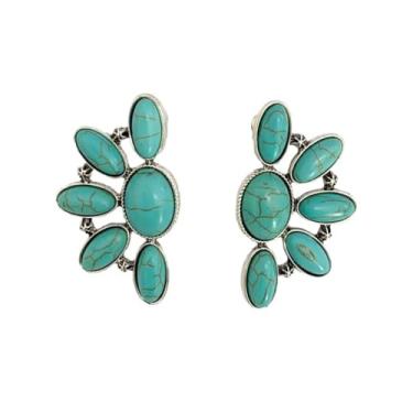 Imagem de Azusa Sun Brincos vintage turquesa natural turquesa boêmia, retrô, joias ocidentais, presentes para mulheres, One size, Turquesa, Sem pedra preciosa