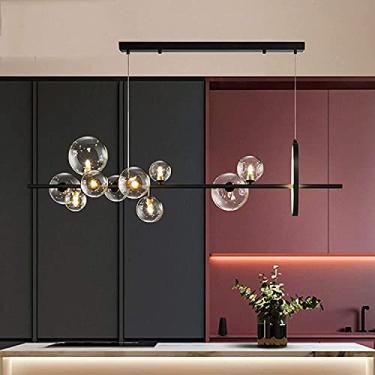 Imagem de BAZHIMAO Iluminação de bolhas candeeiro pendente linear balão de vidro transparente candeeiro de teto iluminação cozinha ilha sala de jantar candeeiro pendente decorativo [classe energética A