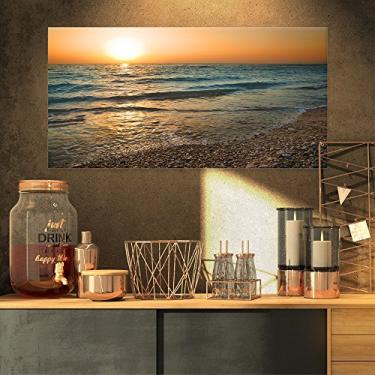 Imagem de Designart PT10523-32-16 Arte de parede em tela do Atlântico Praia Sombria de Portugal - 81 x 40 cm, 81 x 40 cm, azul