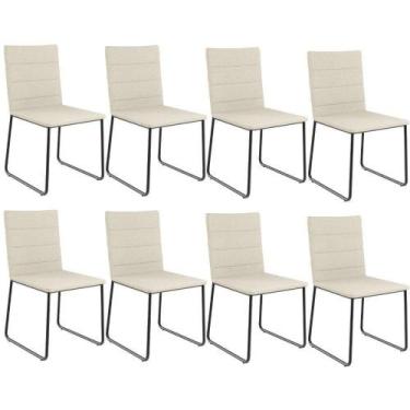 Imagem de Kit 06 Cadeiras Decorativa Estofada Para Sala De Jantar Preto Maya L02