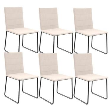 Imagem de Kit 06 Cadeiras Decorativa Estofada Para Sala De Jantar Preto Maya L02