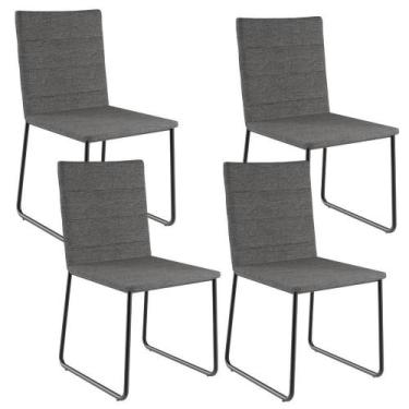 Imagem de Kit 04 Cadeiras Decorativa Estofada Para Sala De Jantar Preto Maya L02