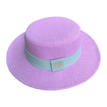 Imagem de Chapéu Paris de Juta Lilás com Faixa Personalizada para 02 Lados - cat