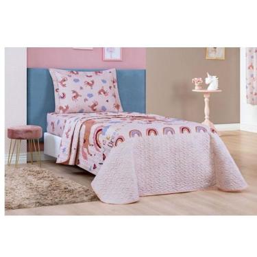 Imagem de Colcha Solteiro 2 peças Infantil Dupla Face Bouti Kids - Unicórnio - B