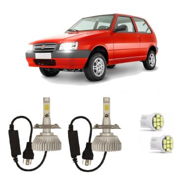 Imagem de Kit Lâmpadas Super Led Farol Alto Baixo Fiat Uno 1984 à 2010