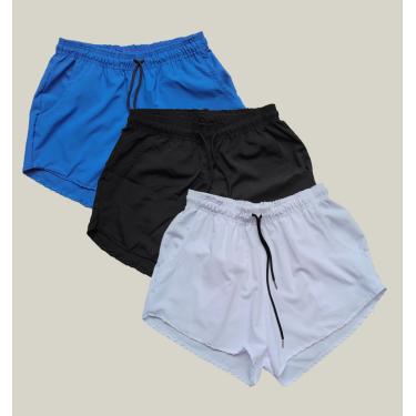 Imagem de Kit 3 Shorts Praia Feminino Elastano Premium WSS Azul Preto e Branco