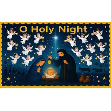 Imagem de Harloon Quadro de avisos de Natal para decoração de quadro de avisos de anjo religioso para decoração de presépio para escola, igreja, quadro-negro, decoração de escritório