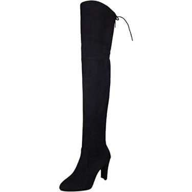 Imagem de Botas The Heels Over Boots Joelheiras Botas Longas de Inverno, Preto, 39 BR