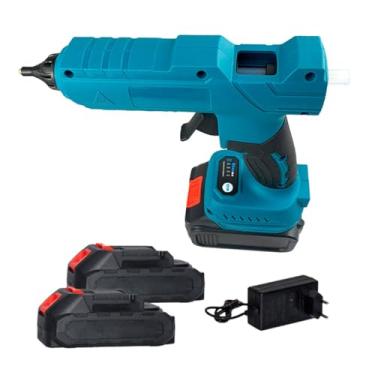 Imagem de Pistola Cola Quente Sem Fio Profissional Portátil Com Duas Baterias Com Maleta e Carregador Ideal Para DIY Bivolt (110V/220V) Com Duas Baterias e Carregador Para Artesanato e Reparos