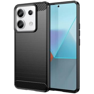 Imagem de Capa Para Xiaomi Redmi Note 13 Pro 5G e Poco X6 5G (Tela 6.67) Carbon Fiber Leve Fina Maleável (Preto)