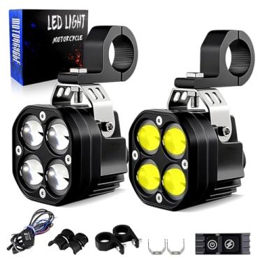 Imagem de APMAT Luz LED auxiliar para motocicleta, holofotes de neblina com suportes de montagem, chicote de fios, luz de trabalho off-road à prova d'água