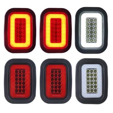 Imagem de Luzes traseiras retangulares de LED 5 x 3 voltas, luzes traseiras de ré, luzes traseiras de backup, halo, LED, reboque de caminhão, reboque, luzes traseiras com ilhó de borracha, plugue de tranças de