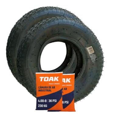 Imagem de 2 Pneus + 2 Câmeras de Ar 4.00/8 de 4 lonas da TOAK para Carrinho de Mão, Carriola, Carrinho de Plataforma Industrial