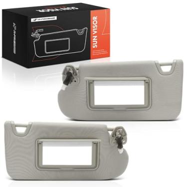 Imagem de A-Premium Viseira de sol esquerda e direita compatível com Nissan Altima 2013 2014 2015 2016 2017 2018, lado do motorista e do passageiro, com luz espelhada e suporte de cartão, cinza Um conjunto de