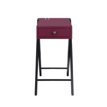 Imagem de Mesa Accent Ergode, base USB retangular, 1 gaveta, cor de vinho